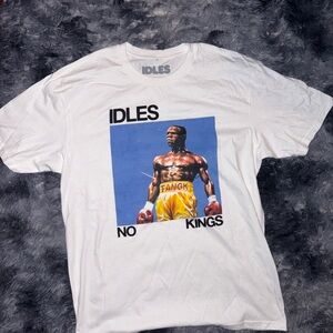 Idles NWOT White Graphic Tee with Boxer Design